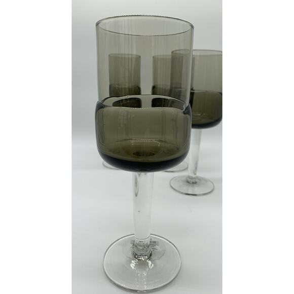 Pier 1 Goblet Black 12 Oz Double Dip Mouth Blown MCM Style Bar Ware Set Of 4 - Picture 3 of 6